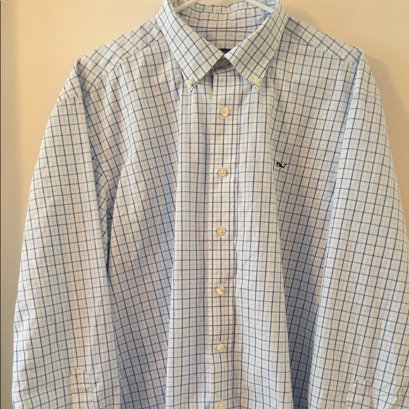 Vineyard Vines Other - Vineyard Vines Blue White Checked Whale Shirt Sz L